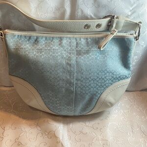 COACH BLUE AND BEIGE SHOULDER BAG